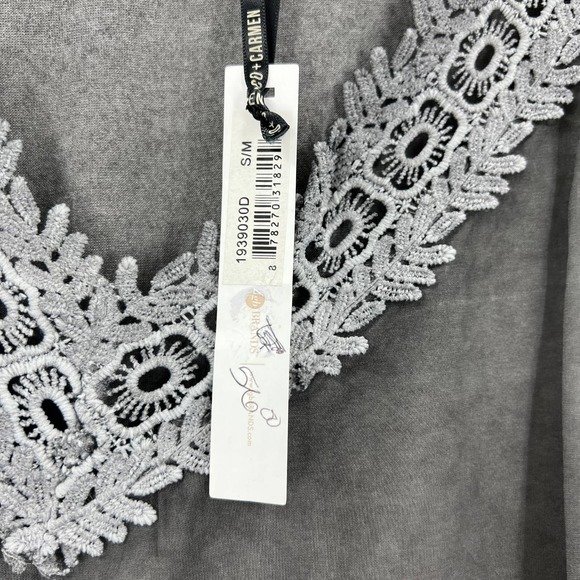 Coco & Carmen Light Gray Bell Sleeve Boho Lagen Look Blouse NEW small/ medium - Picture 8 of 10